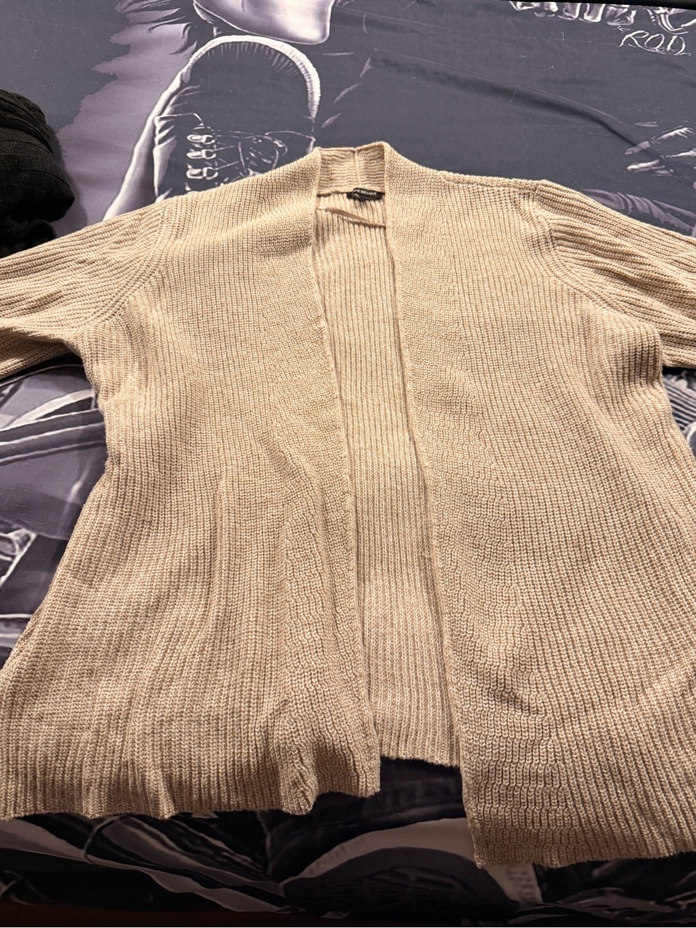 Lane Bryant Beige Open-Front Ribbed Knit Cardigan